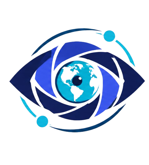 Visqora eye and globe emblem